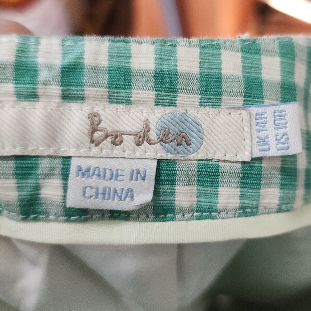 Boden Green White Gingham Lined Pencil Skirt Women's Size 10R - Picture 12 of 14